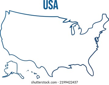 USA-isolierte Umrisskarte mit blauem Farbverlauf-Karte 