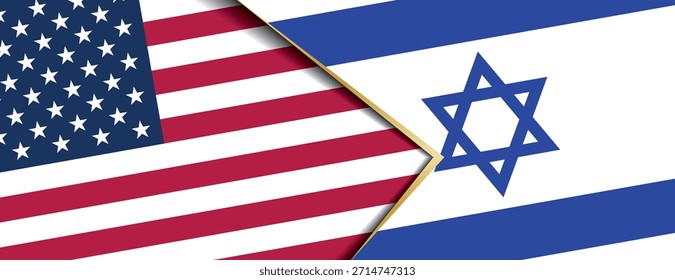 Bandeiras dos EUA e de Israel desenham fundo simbolizando forte relação política e aliança