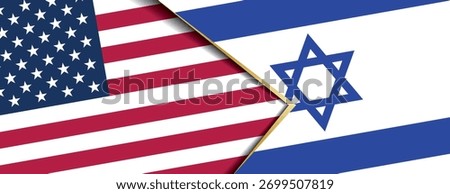 USA and Israel flags overlapping, symbolizing strong alliance, diplomatic, military, and economic partnership