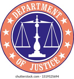 USA justice department badge vector illustration. Federal justice emblem