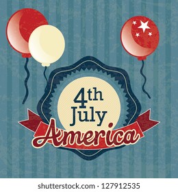 Usa label, (4th of July) on vintage background. Vector Illustration