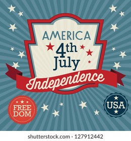 USA Label (independence Day), on vintage background. Vector Illustration