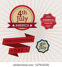 USA Labels collection, on vintage background. Vector Illustration