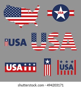 USA labels, sign tag vector set