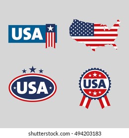 USA labels, sign tag vector set