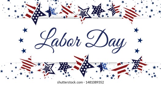 USA Labor day, American labor day wallpaper. Colorful patriotic template for greeting card, flyer, poster, banner. Decorated with american themed bright stars and nice message. Vector illustration.