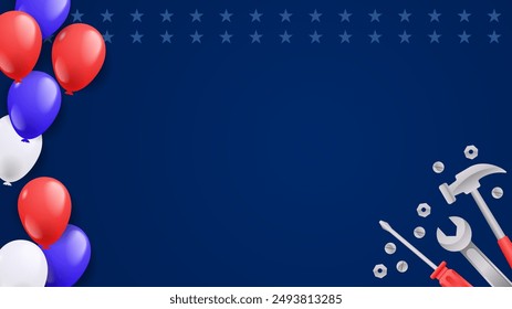 USA Labor Day background with balloon and tools illustration