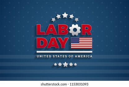 USA Labor Day background vector illustration with USA flag, Labor Day United States Of America typography