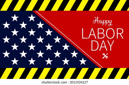 USA Labor Day background vector illustration, with text and American flag elements.