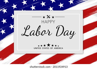 USA Labor Day background vector  illustration, with text and American flag elements.