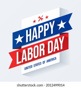 USA Labor Day background vector illustration, with text and American flag elements.