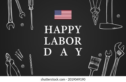 USA Labor Day background vector illustration with USA flag, Labor Day United States Of America typography