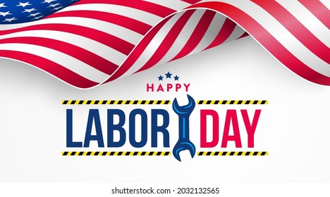 USA Labor Day Banner and poster template.USA labor day celebration with american flag on blue background.Sale promotion advertising banner template for USA Labor Day Brochures,Poster or Banner.