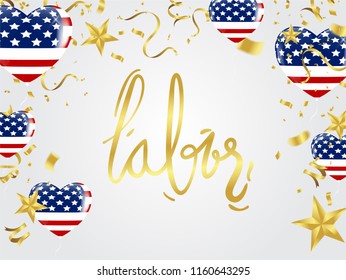 USA Labor Day greeting card with brush stroke background in United States national ,Labor Day poster design