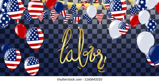 USA Labor Day greeting card with brush stroke background in United States national ,Labor Day poster design