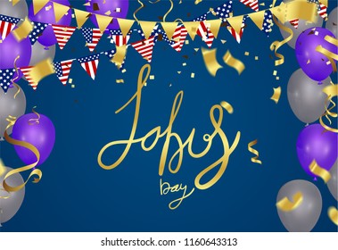 USA Labor Day greeting card with brush stroke background in United States national ,Labor Day poster design