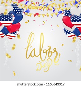 USA Labor Day greeting card with brush stroke background in United States national ,Labor Day poster design