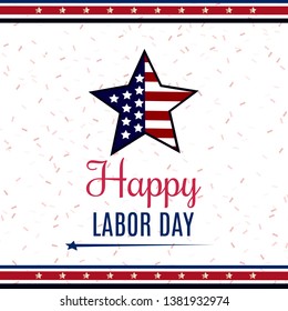 USA Labor Day greeting card with United States national flag colors. Vector illustration.