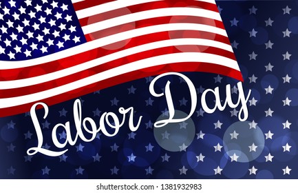USA Labor Day greeting card with United States national flag colors. Vector illustration.