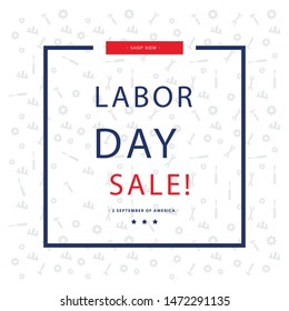 USA Labor Day greeting card on tool white background.