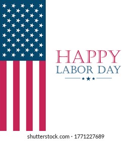 USA Labor Day greeting card with United States national flag. Vector illustration.