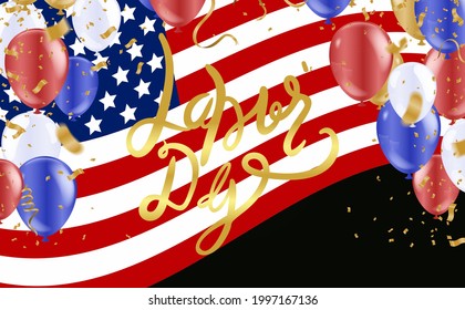 USA Labor Day greeting card. Vector illustration.brush stroke background in United States national flag colors 