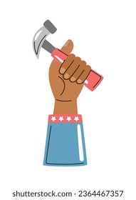 usa labor day hand with hammer vector isolated