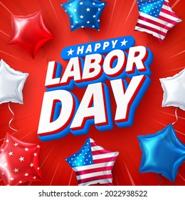 USA Labor Day poster template.USA labor day celebration with american balloons flag.Sale promotion advertising banner template for USA Labor Day Brochures,Poster or Banner