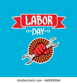 Usa labor day vector background. vector happy labor day poster or banner with clenched fist.