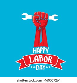 Usa labor day vector background. vector happy labor day poster or banner with clenched fist.