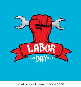 Usa labor day vector background. vector happy labor day poster or banner with clenched fist.