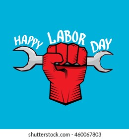 Usa labor day vector background. vector happy labor day poster or banner with clenched fist.