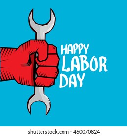 Usa labor day vector background. vector happy labor day poster or banner with clenched fist.