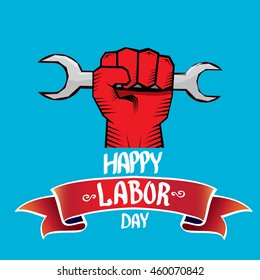 Usa labor day vector background. vector happy labor day poster or banner with clenched fist.