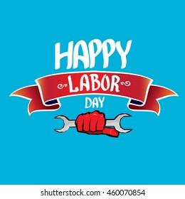 Usa labor day vector background. vector happy labor day poster or banner with clenched fist.