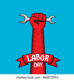 Usa labor day vector background. vector happy labor day poster or banner with clenched fist.