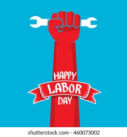 Usa labor day vector background. vector happy labor day poster or banner with clenched fist.