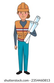USA labor day woman engineer icon isolated