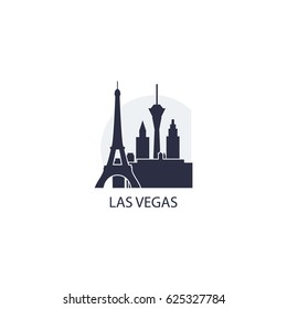 USA Las Vegas City Modern City Landscape Skyline Panorama Vector Logo Blue Icon