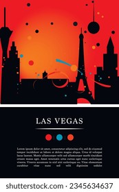 USA Las Vegas city poster with abstract shapes of skyline, cityscape, landmarks and attractions. US American Nevada state travel vector illustration for brochure, website, page, business presentation