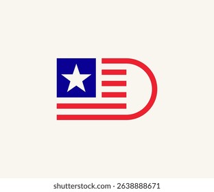 Usa letter D American flag logo vector image

