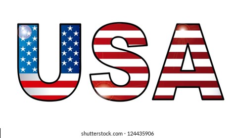 usa letter with united states flag. vector illustration