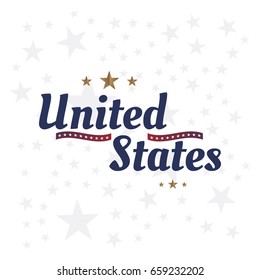 USA  lettering. Label badge flat vector illustration EPS10.