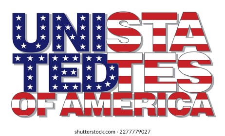 USA Lettering Reflection of the Flag. Vector illustration isolated on white background, eps