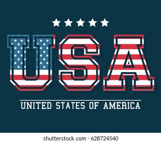 Usa Lettering United States America Flag Stock Vector (Royalty Free ...