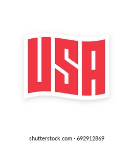 USA letters in the form of a waving flag