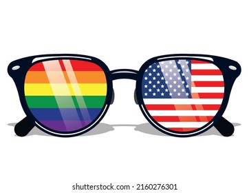 USA and lgbt flags. Equality symbols. Freedom. Made in the usa.