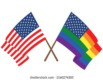 USA and lgbt flags. Equality symbols. Freedom. Made in the usa.