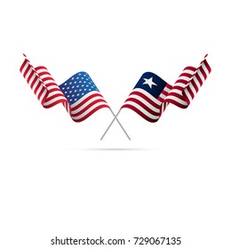 USA and Liberia flags. Vector illustration.