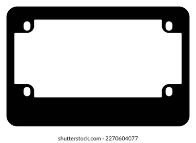 USA license motorcycle license plate silhouette over a white background